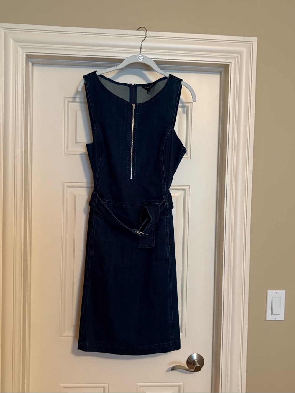 Club Monaco Navy Sleeveless Denim Sheath Dress with Belt